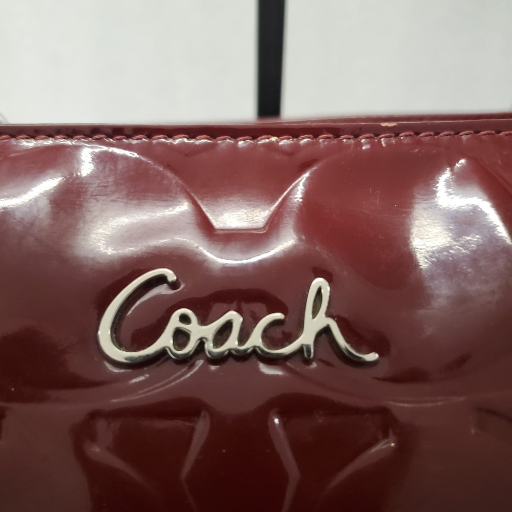 Coach Signature Garnet East West Embossed Patent Leather Carry all # F17729 - Picture 3 of 16
